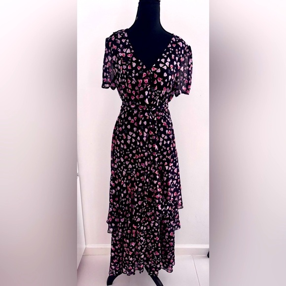 - Karl lagerfeld multicolored V neck boho high low ruffle dress  
3 - Picture 4 of 10